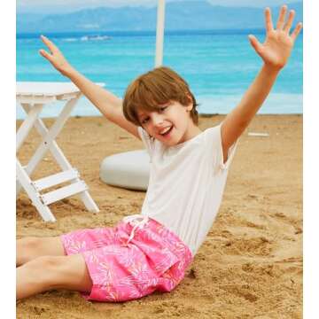 Swimsobo Boys Swim Trunks 10-12 Years with Compression Liner in Fun Colors
