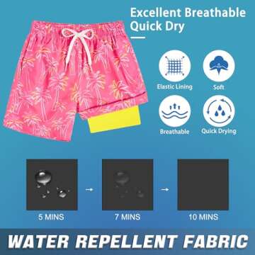 Swimsobo Boys Swim Trunks with Compression Liner for Summer Fun