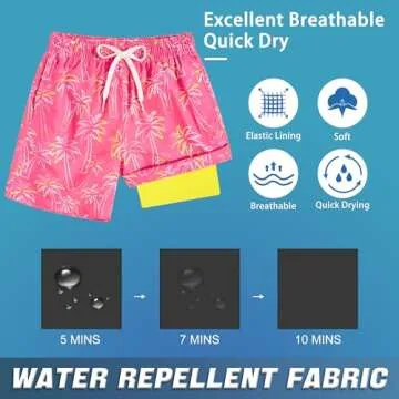 Swimsobo Boys Swim Trunks with Compression Liner for Summer Fun
