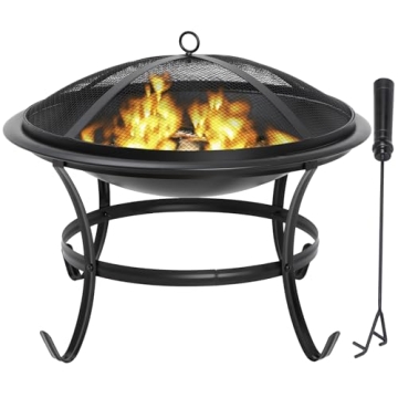 22-Inch Portable Steel Fire Pit with Grill and Safety Features