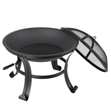 22-Inch Outdoor Fire Pit - Portable Steel BBQ Grill