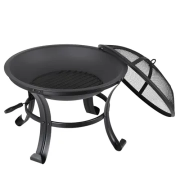 22-Inch Outdoor Fire Pit - Portable Steel BBQ Grill