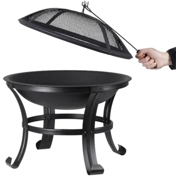 22-Inch Outdoor Fire Pit - Portable Steel BBQ Grill