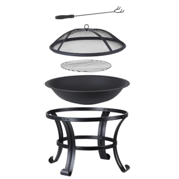 22-Inch Outdoor Fire Pit - Portable Steel BBQ Grill