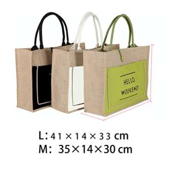 Women's Simple Flax Tote Shoulder Bag, Big Capacity Retro Handbag, Waterproof Lining Shopping Bag (Black, Large)