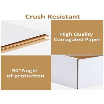 RLAVBL 12x9x2 Shipping Boxes Set of 25, White Corrugated Cardboard Box for Packing, Mailing, Business