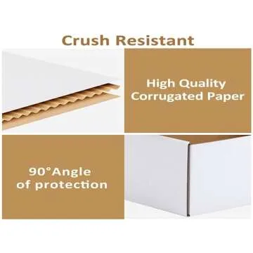 RLAVBL 12x9x2 Shipping Boxes Set of 25, White Corrugated Cardboard Box for Packing, Mailing, Business