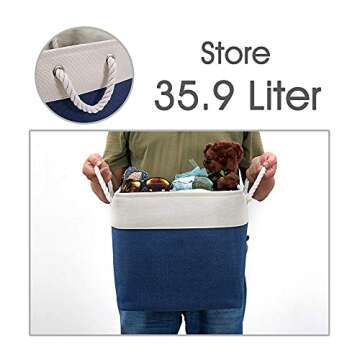 DECOMOMO Cube Storage Bins 13 x 13 Storage Cubes Fabric Bins for Cubby Shelves Closet (Navy Blue & White, Cube 13" - 3 Pack)