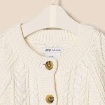 Amazon Essentials x Sofia Grainge Unisex Toddlers' Fisherman Cardigan Sweater, Ivory, 4T