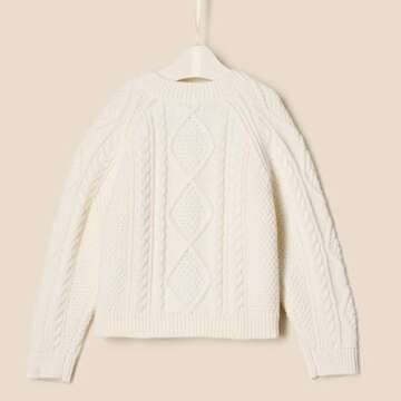 Amazon Essentials x Sofia Grainge Unisex Toddlers' Fisherman Cardigan Sweater, Ivory, 4T