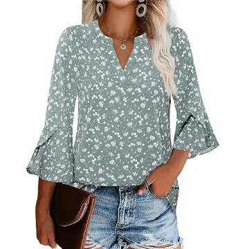 Elegant Gaharu Women's 3/4 Sleeve Blouses - Chic Summer & Office Wear