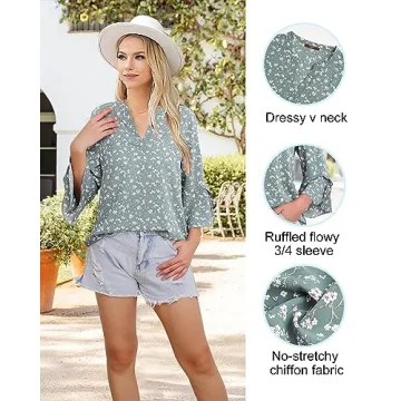 Gaharu Womens 3/4 Sleeve Blouses for Comfort and Style