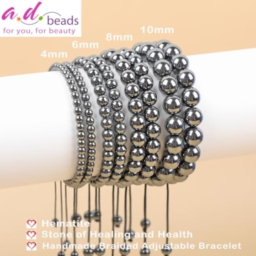 Stylish 6mm Hematite Healing Bracelet - Unisex Adjustable Macrame Crystal