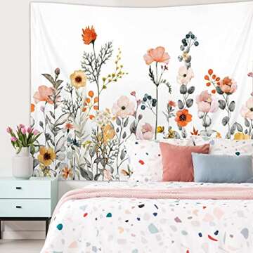 RosieLily Floral Tapestry, 59" X 79" Inch, Multicolor, Floral Pattern, Polyester, Wall Mount, Bedroom, Living Room