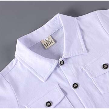 Ritatte Toddler Baby Boys Denim Outfits Short Sleeve Shirts+ Jeans Pants + Scarf 3Pcs Set Kids Casual Summer Clothes 1-6Y(White, 2-3T)