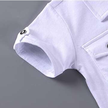 Ritatte Toddler Baby Boys Denim Outfits Short Sleeve Shirts+ Jeans Pants + Scarf 3Pcs Set Kids Casual Summer Clothes 1-6Y(White, 2-3T)