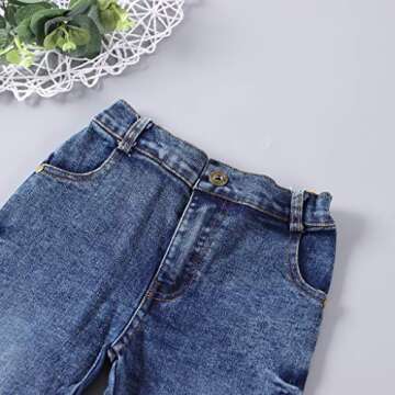 Ritatte Toddler Baby Boys Denim Outfits Short Sleeve Shirts+ Jeans Pants + Scarf 3Pcs Set Kids Casual Summer Clothes 1-6Y(White, 2-3T)