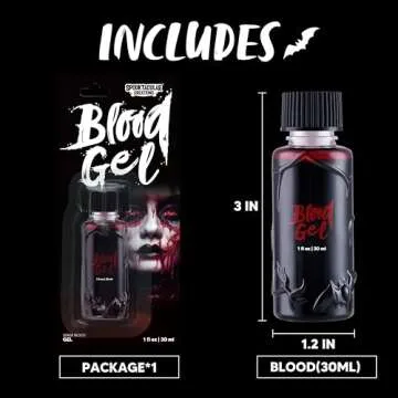 Spooktacular Creations Halloween Fake Blood, 1 oz Faux Blood Makeup, Stage Blood Bottle, Prank Dripping Blood Paint, Washable Fake Blood for Clothes, Zombie, Vampire Blood Make Up