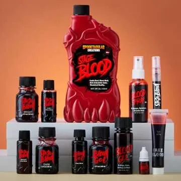 Spooktacular Creations Halloween Fake Blood, 1 oz Faux Blood Makeup, Stage Blood Bottle, Prank Dripping Blood Paint, Washable Fake Blood for Clothes, Zombie, Vampire Blood Make Up