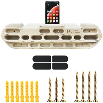 TWO STONES Rock Climbing Hangboard with Phone Holder & Adjustable Features