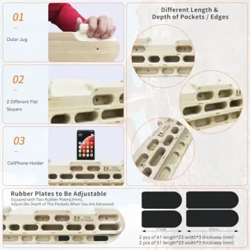 TWO STONES Adjustable Rock Climbing Hangboard with Phone Holder
