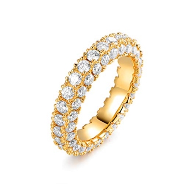 Barzel 18k Yellow Gold Plated Cubic Zirconia Eternity Band Ring for Weddings and Anniversaries