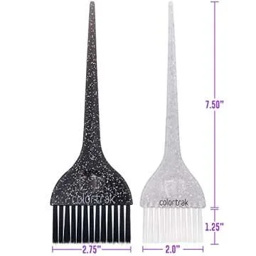 Colortrak Galaxy Glitter 2 Piece Hair Brush Set for Highlighting and Coloring Hair Sections, Includes 2.5 Inch Wide Celestial Glow Soft Bristle Brush, 3 Inch Wide Meteor Shower Stiff Bristle Brush