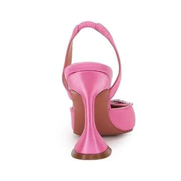 VETASTE Women's High Heel Crystal Slingback Pumps Pointed Toe Strappy Triangle Heeled Party Wedding Bride Pump Shoes Pink