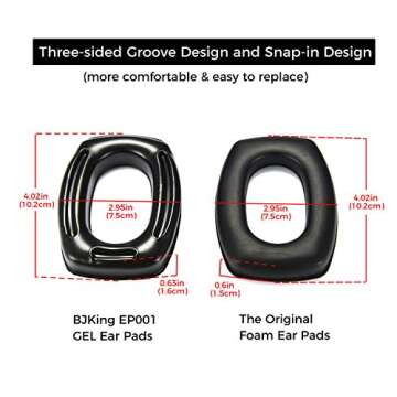 BJKing Gel Ear Pads, High Density Noise Reduction Replacement Gel Cups for Howard Leight Impact Sport Pro Sync Leightening Shooting Earmuff