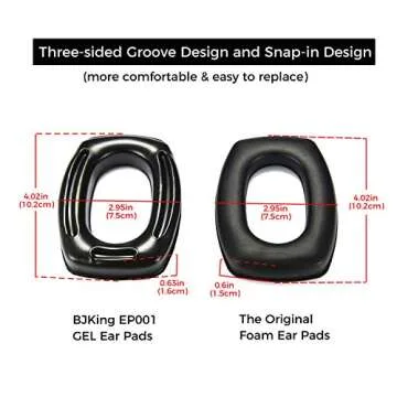BJKing Gel Ear Pads, High Density Noise Reduction Replacement Gel Cups for Howard Leight Impact Sport Pro Sync Leightening Shooting Earmuff