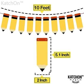 KatchOn, Back to School Pencil Banner - Large, 10 Feet, No DIY | Back to School Banner Decor | Welcome Back to School Decorations for Classroom | Pencil Garland for First Day of School Decorations
