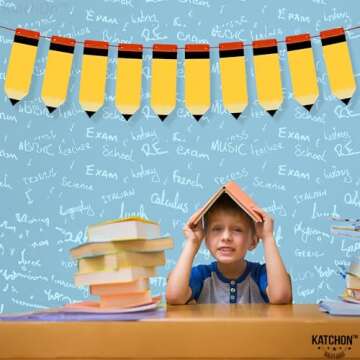 KatchOn, Back to School Pencil Banner - Large, 10 Feet, No DIY | Back to School Banner Decor | Welcome Back to School Decorations for Classroom | Pencil Garland for First Day of School Decorations