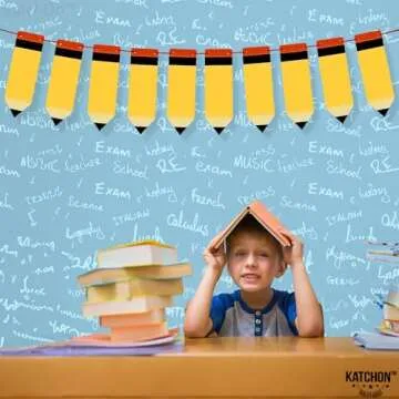 KatchOn, Back to School Pencil Banner - Large, 10 Feet, No DIY | Back to School Banner Decor | Welcome Back to School Decorations for Classroom | Pencil Garland for First Day of School Decorations