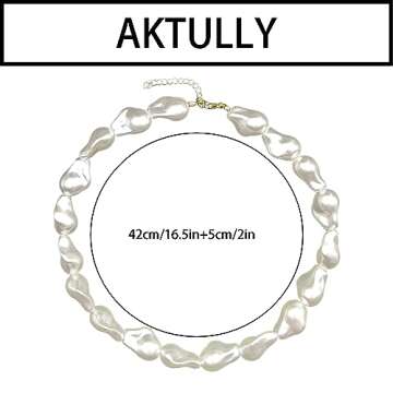 Pearl Necklaces for Women Chunky Pearl Choker Necklaces Baroque Pearl Necklace Dainty White Pearl Beaded Necklace Vintage Pearl Charm Choker Necklace Birthday Wedding Jewelry for Women