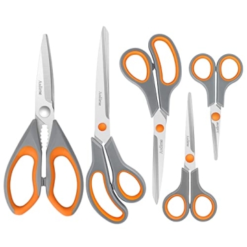Asdirne Kitchen Scissors Set, Knife-Grade Stainless Steel, TPR Comfortable Handle All Purpose Scisso...