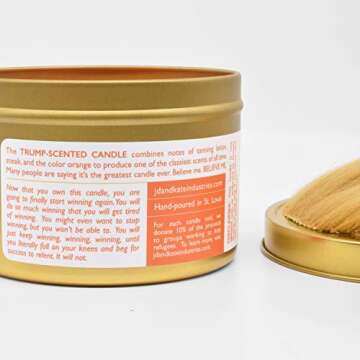 JD and Kate Industries Anti-Trump Trump Scented Candle | Hand-Poured in 16 oz tin | Steak and Suntan Lotion Scent
