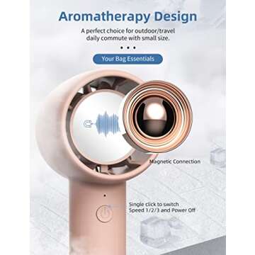 KENSUKA Portable Handheld Fan with Aromatherapy HA1, Personal USB Rechargeable Mini Turbo Fan with 3...