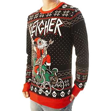 Ugly Christmas Party Unisex Ugly Christmas Sweater Sleigher-Large Sleigher Black