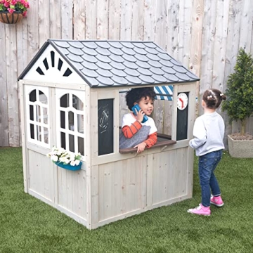 KidKraft Hillcrest Wooden Outdoor Playhouse for Kids