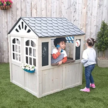 KidKraft Hillcrest Wooden Outdoor Playhouse for Kids