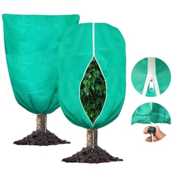 Plant Covers Freeze Protection, 2 Packs 47"W x 75"H Large Frost Cloth Blankets 2.47oz/yd² with Zipp...