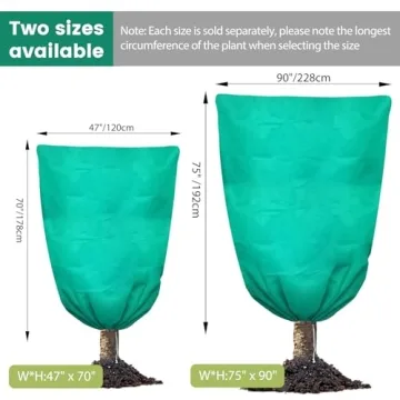 Plant Covers Freeze Protection, 2 Packs 47"W x 75"H Large Frost Cloth Blankets 2.47oz/yd² with Zipper Drawstring, Reusable Frost Tree Covers Shrub Jackets for Winter Outdoor Plants Potted Fruit Tree