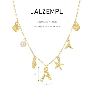JALZEMPL Initial Charm Necklace - Stylish Beach Jewelry