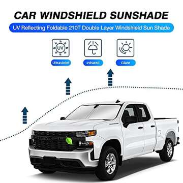 KUST Custom Fit Windshield Sun Shade for 2019-2025 2026 Chevrolet/Chevy Silverado 1500 Accessories, ...