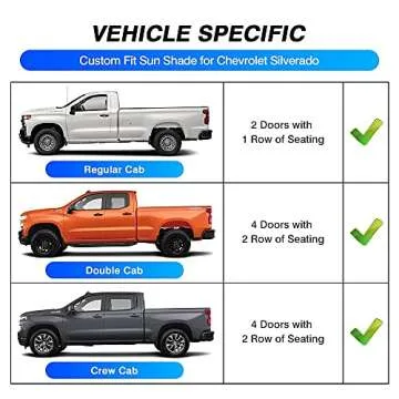 KUST Custom Fit Windshield Sun Shade for 2019-2025 2026 Chevrolet/Chevy Silverado 1500 Accessories, Regular Cab, Crew Cab, Double Cab 2Dr 4Dr Window Shade Sun Visor Foldable Blocks UV Rays