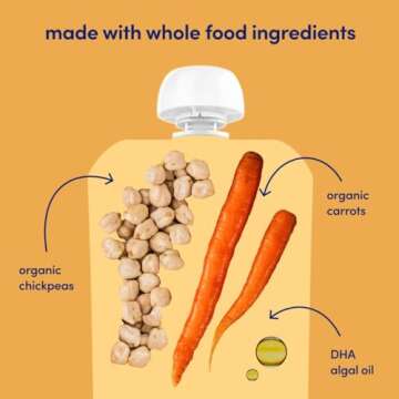 Cerebelly Organic Baby Food Pouches – 6+ Months Organic Veggie Pouches | 16 Nutrients, No Added Sugar, Non-GMO | Toddler Pouches | 4 Ounce BPA-Free Baby Pouches | Carrot Chickpea | 6 Count