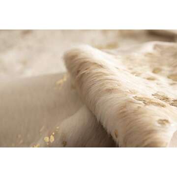 Faux Cowhide Rug - Beautiful Acid Wash Cowhide Rug. Western Throw Rugs for Office, Bedroom, Nursery or Living Room with Our Rustic Area Rugs for Living Room (Tan Gold)