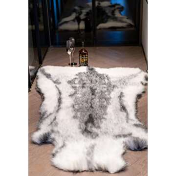 DUPA LIFE Ultra Soft Faux Fur Reindeer Area Rug 3x4.2 Feet