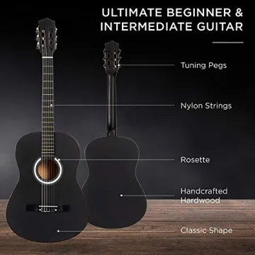 Beginner Acoustic Guitar Starter Kit - Matte Black