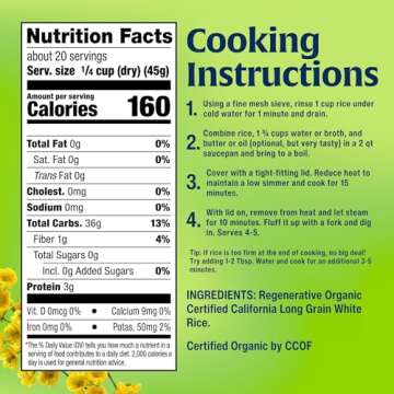 Lundberg Organic White Rice - Regenerative, Non-Sticky, 6-Pack